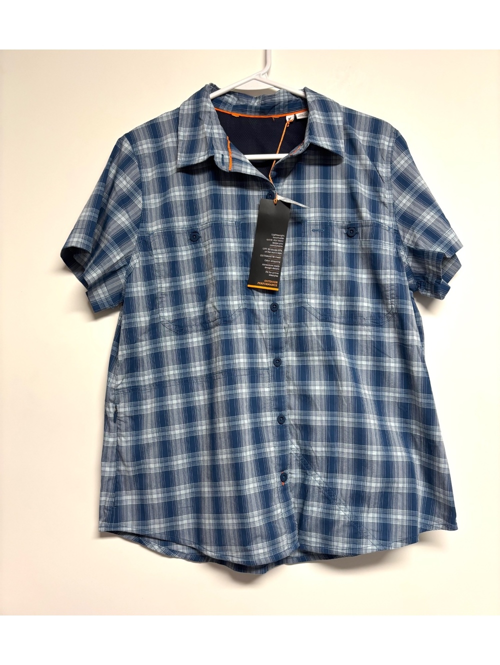 Orvis Women’s M Blue Plaid Short Sleeve Outdoor Performance Shirt